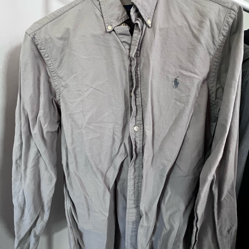 Ralph Lauren Gray Button-Down Shirt with Logo
